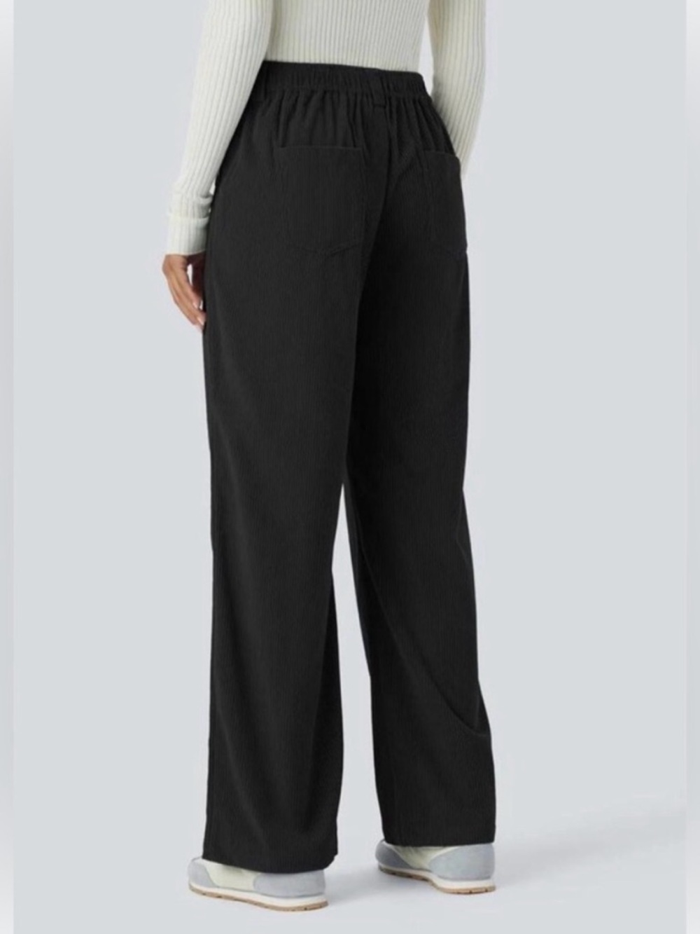NWT Halara Mid Rise Pocket Straight Leg Corduroy Casual Pants Black  Size XL - Picture 3 of 6
